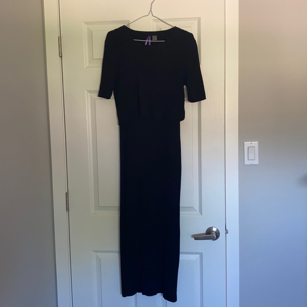 Black mid length maternity dress